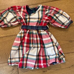 Pink Chicken plaid girls Dress with Belt- Christmas and holidays- size 2 2Y
